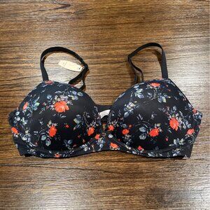 NWT Victoria's Secret Sz 38C Wireless Bra Body by Victoria Black Floral Print
